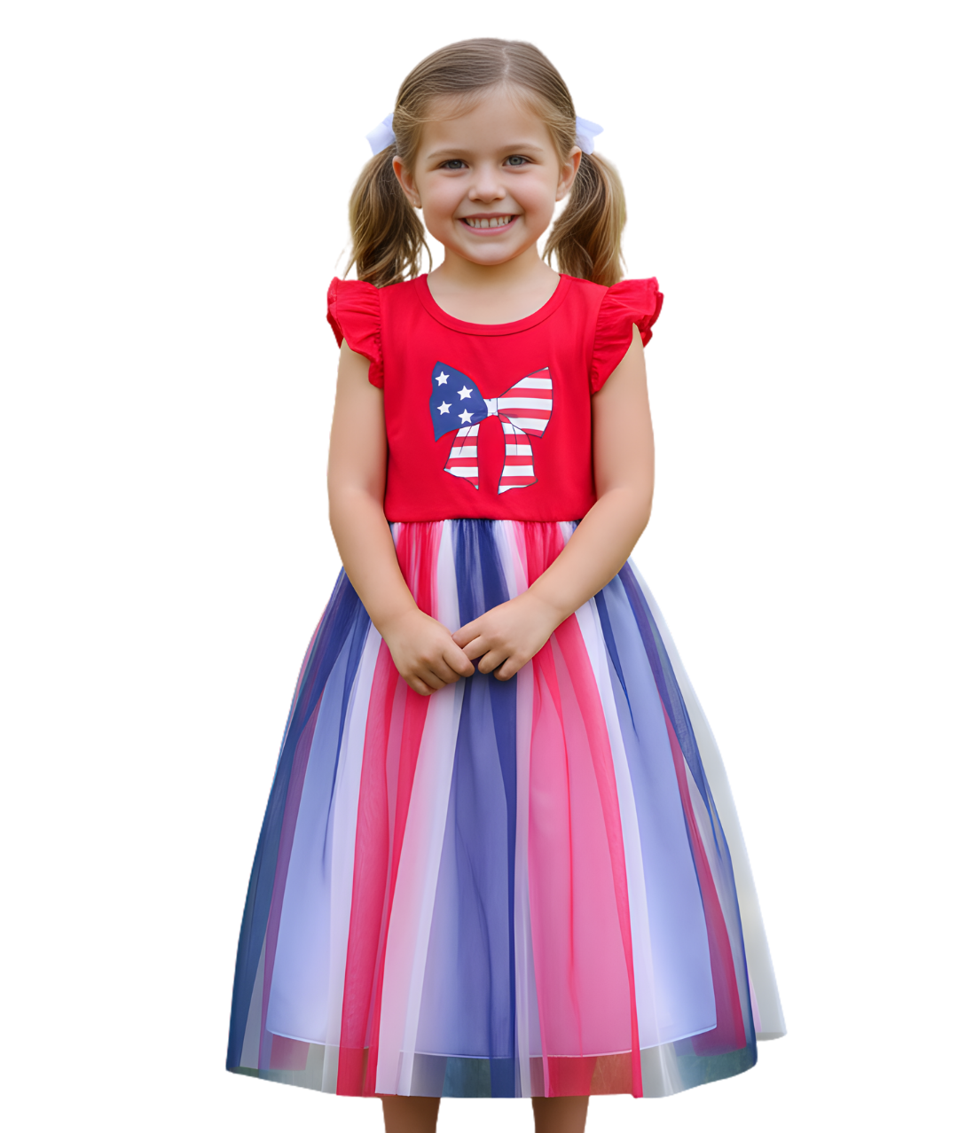 Girls' dress with an American flag colors