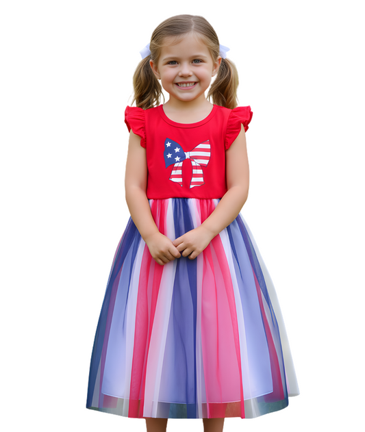 Girls' dress with an American flag colors