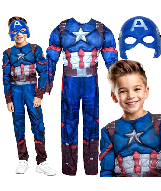 Kids Captain AMERICA Muscle Costume with mask