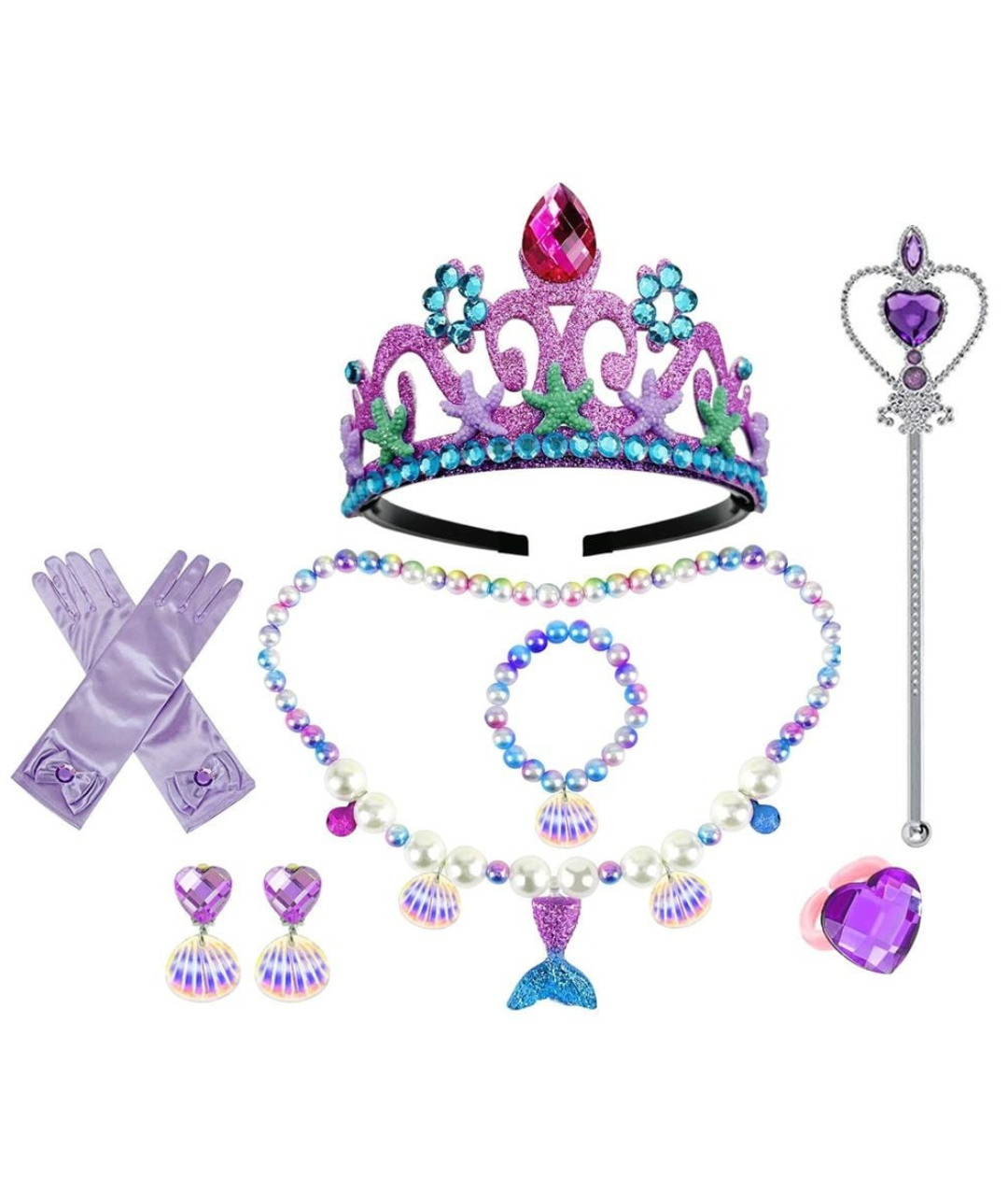 Little Mermaid Costume with accessories for Girls Princess Ariel Fancy Dress Cosplay