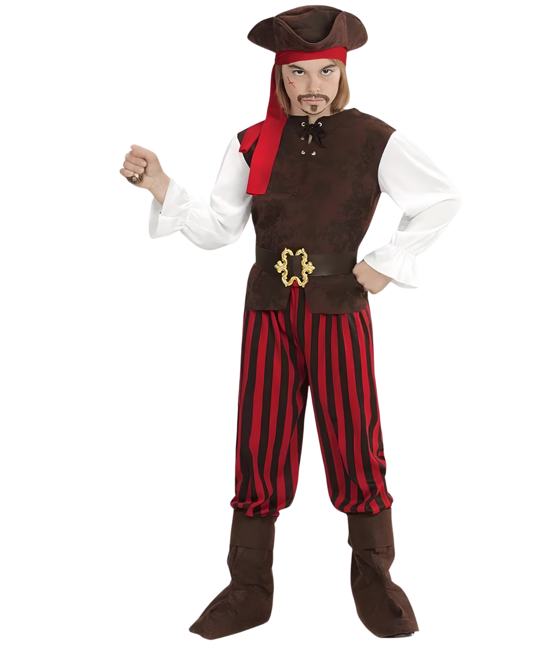 Boys Caribbean Captain Pirate Costume Cosplay For Halloween