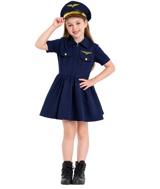 Aircraft Pilot Dress Costume for Girls