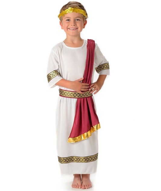 Imperial Roman Kids Fancy Dress Greek Caesar Toga Boys Childrens Costume