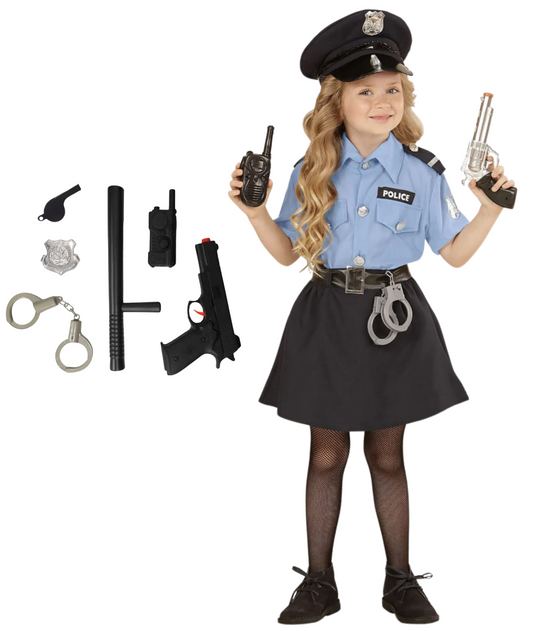 Girls Police Uniform Costume Kids Cosplay Deluxe Police Dress