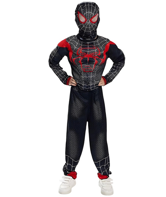 Black Spiderman Deluxe Costume for Kids Bodysuit with muscle Superhero