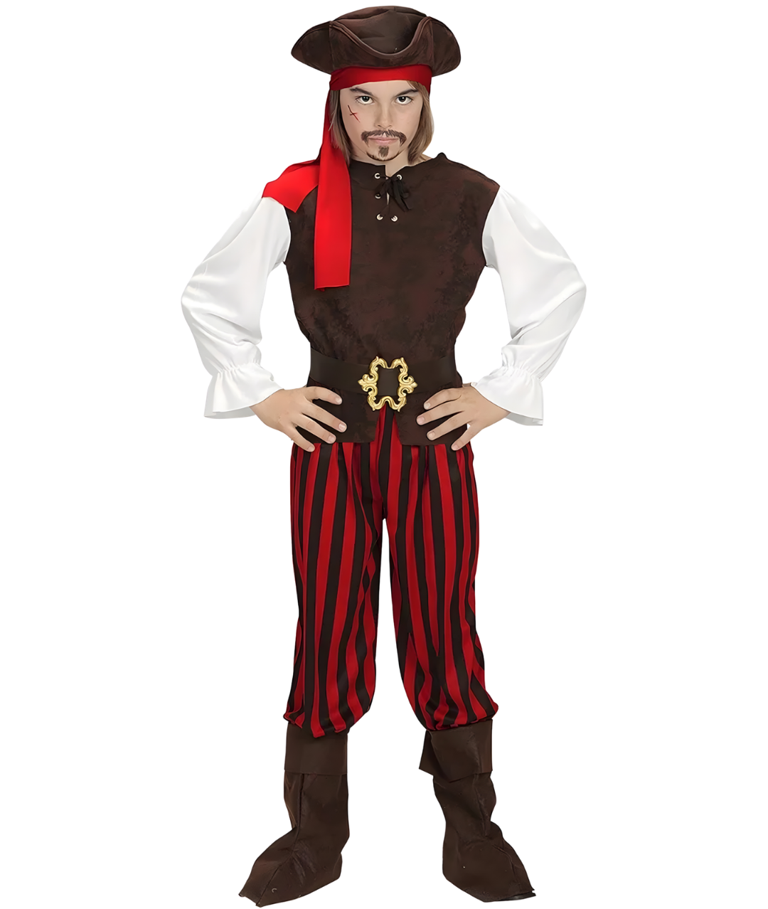 Boys Caribbean Captain Pirate Costume Cosplay For Halloween