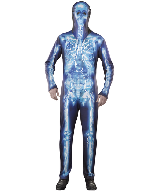 Adult Men Skeleton with attached hat Deluxe Costume