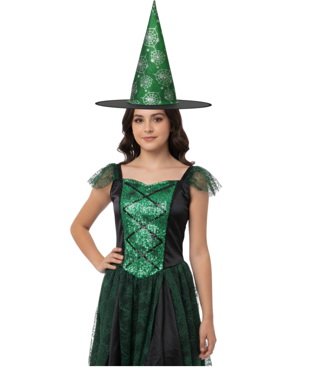 Women`s Witch Halloween Costume Green and Black