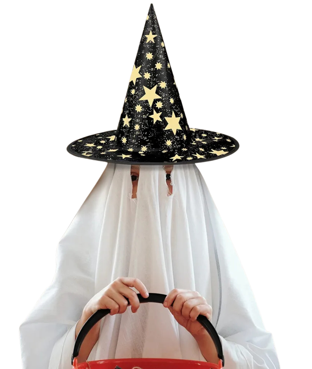 Witch hat in black and gold stars