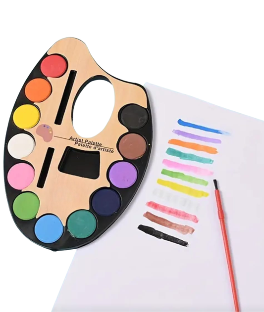 أدوات الرسام للأطفال: لوحة ألوان وفرشاة