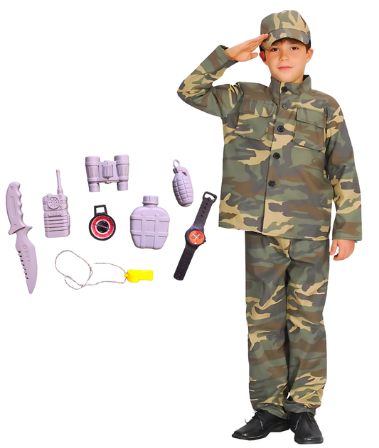 Military Soldier Army Costume Dress Green Suit Kids Halloween outfit Military celebration