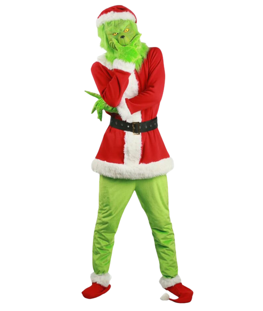Adult Grinch Santa Costume with Mask Christmas Day