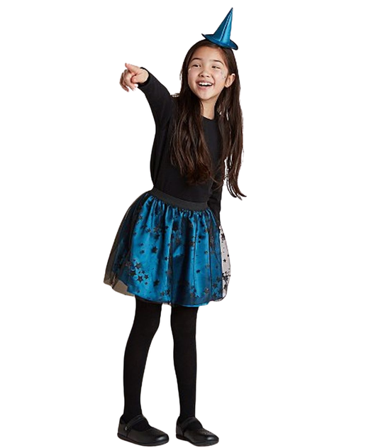 Girls Witch blue Skirt and headband