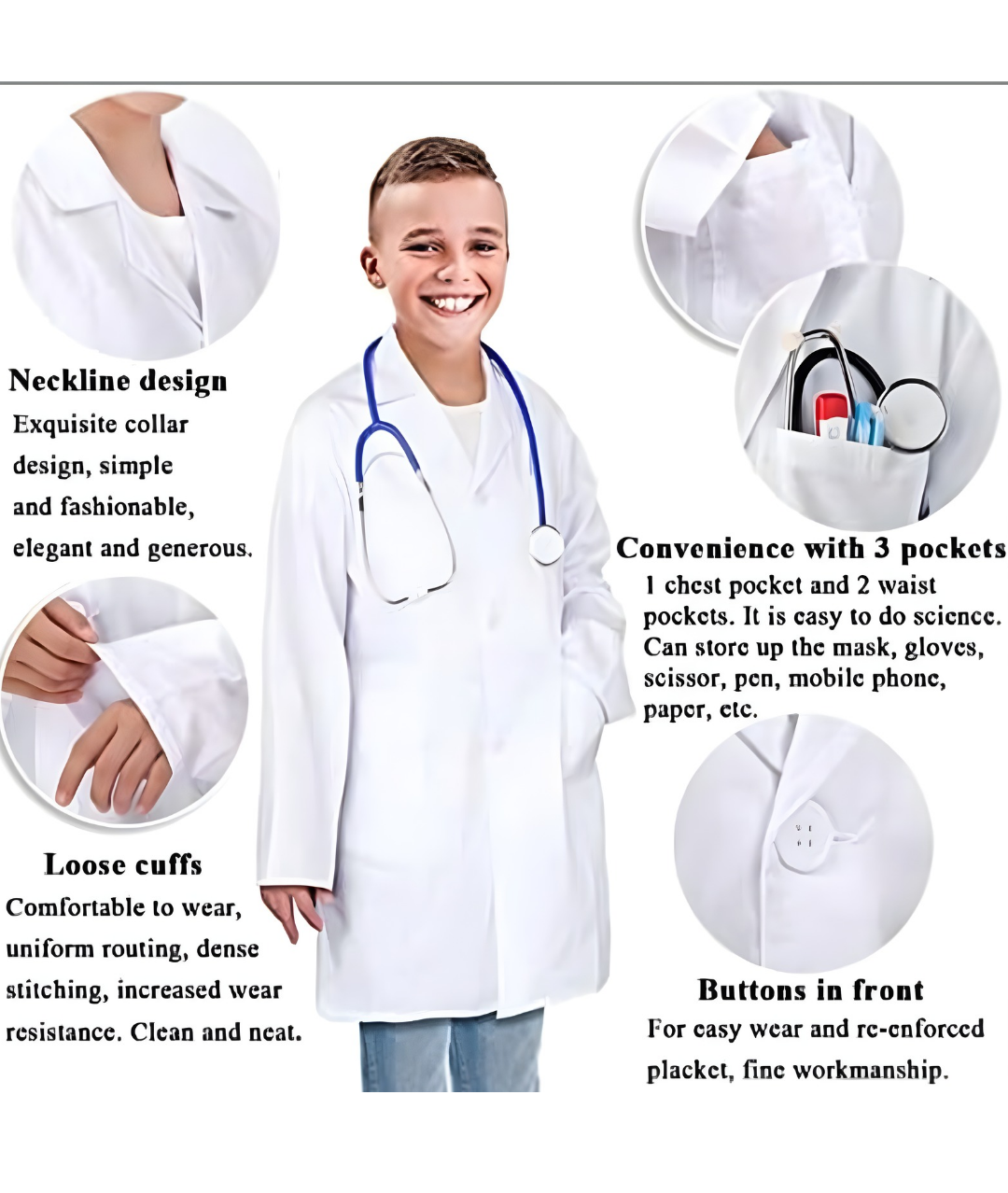 kids multifunction Long Lapcoat costume