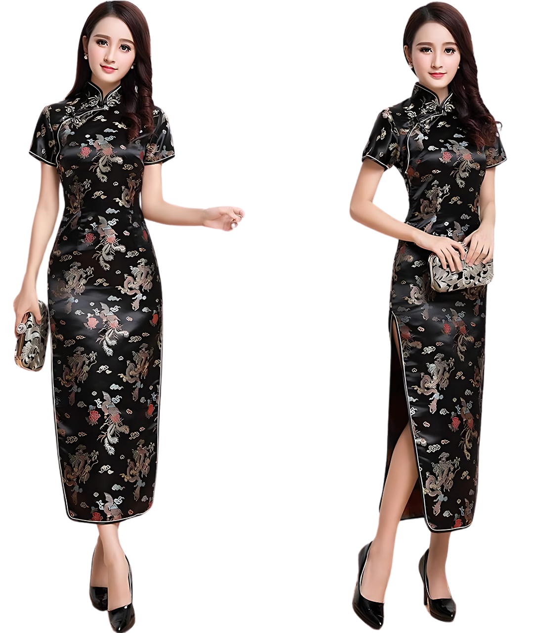 Girls Chinese Qipao Cheongsam Dress Black Adult(s) , and girls sutable 14/15 years