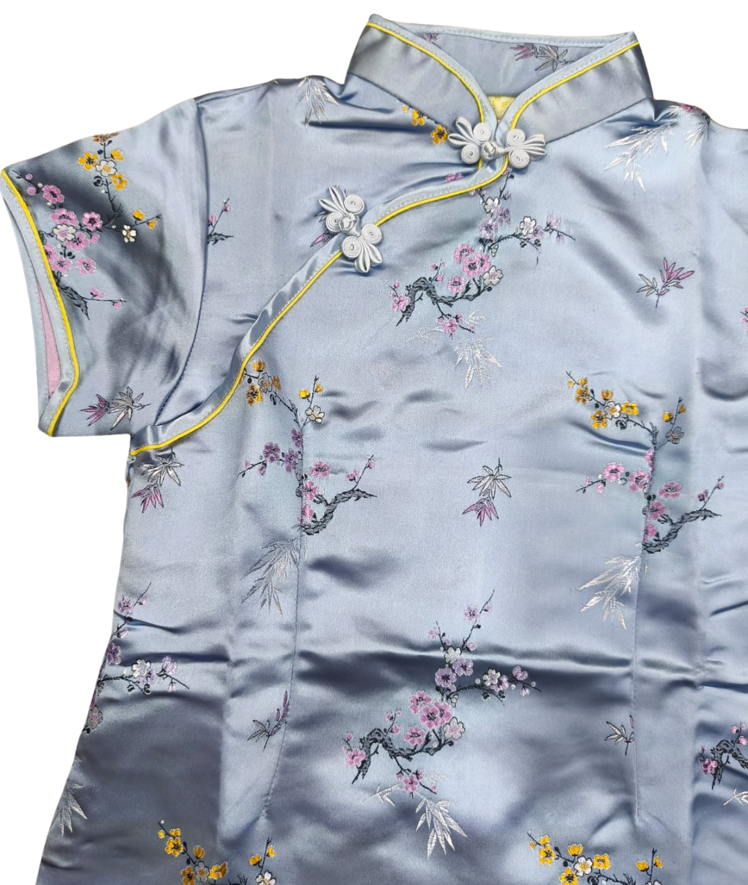 Girls Chinese Qipao Cheongsam Dress silver sutable 10 / 13 years