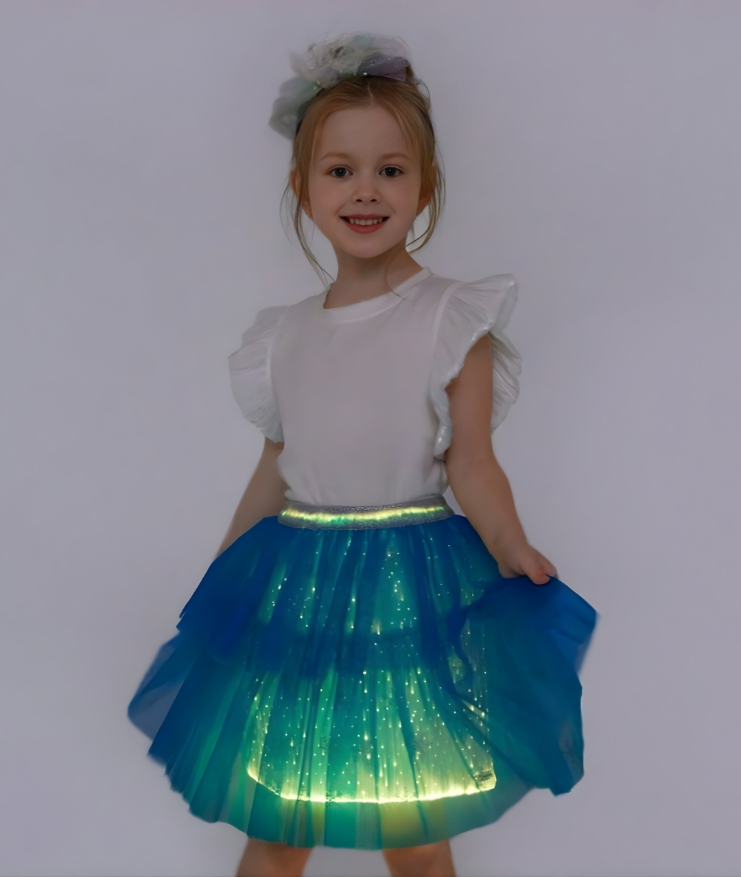 FROZEN elsa Light up Skirt with glitter Snow flakes