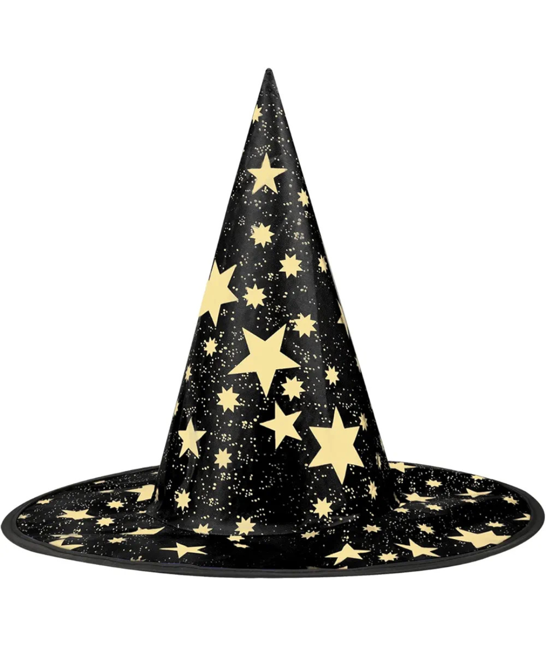 Witch hat in black and gold stars