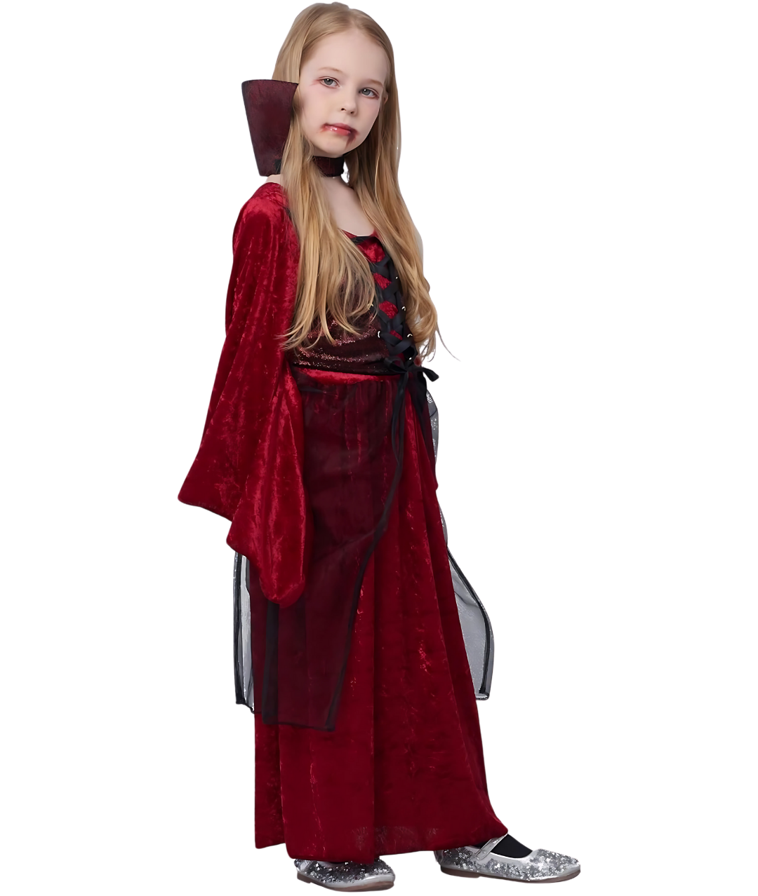 Girls Vampire Costume Outfit, Gothic Princess Outfit Victorian Queen Fancy Dress Up