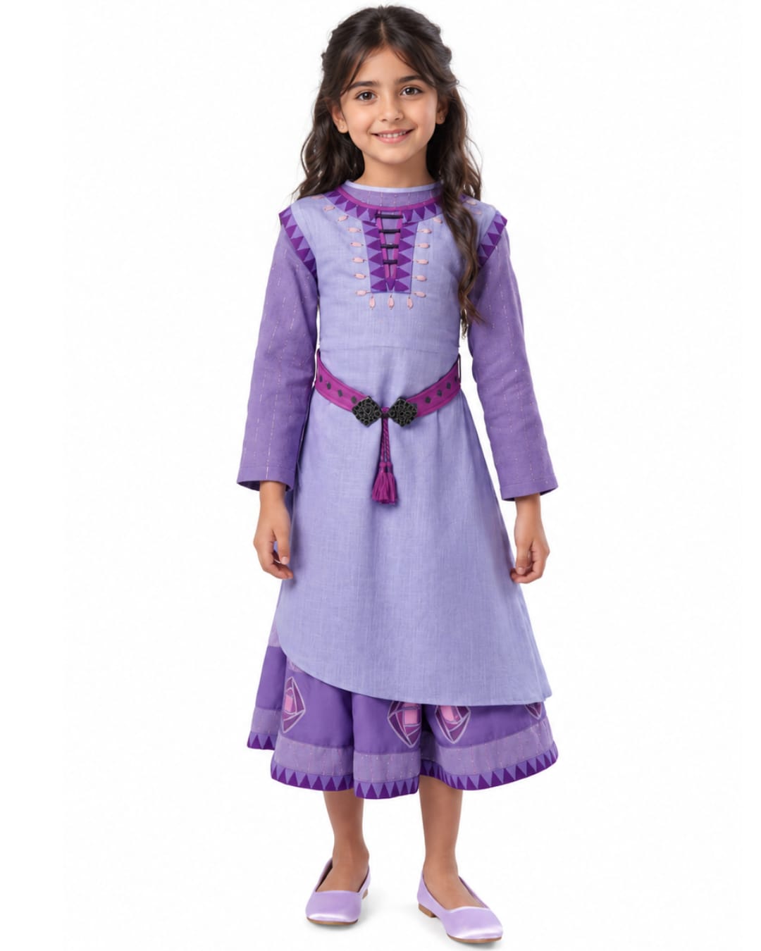 Asha Costume, Official Disney Wish Child Costume with Attached Belt