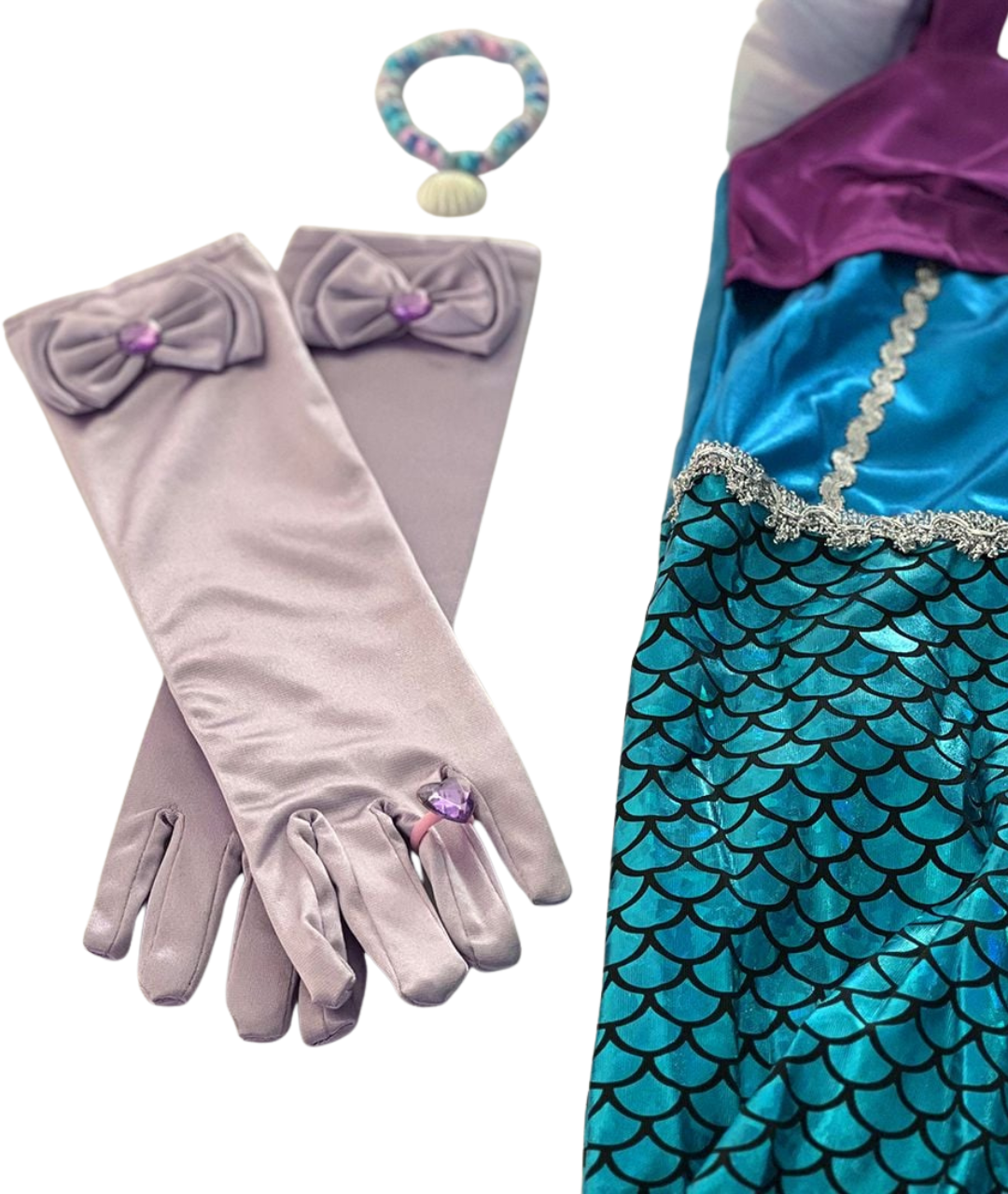 Little Mermaid Costume with accessories for Girls Princess Ariel Fancy Dress Cosplay