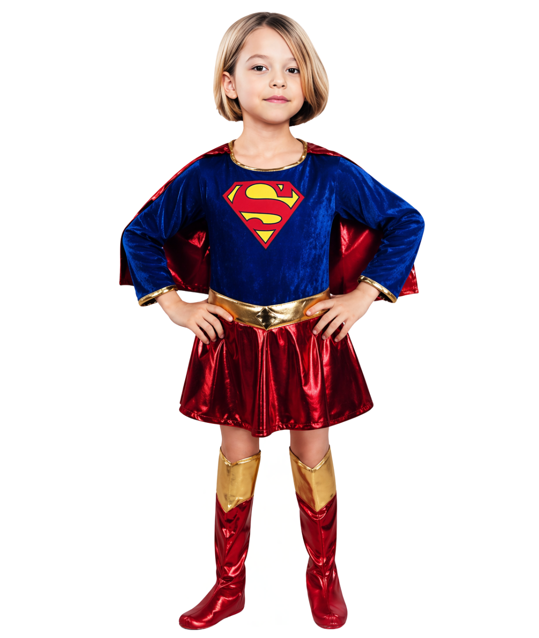 Super Hero Deluxe Supergirl Costume Dress Blue and Red Supergirl Fancy Dress