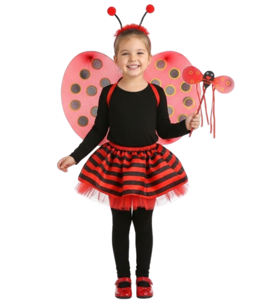 Ladybug Costume Girls Cosplay Fancy Party skirt and wengs
