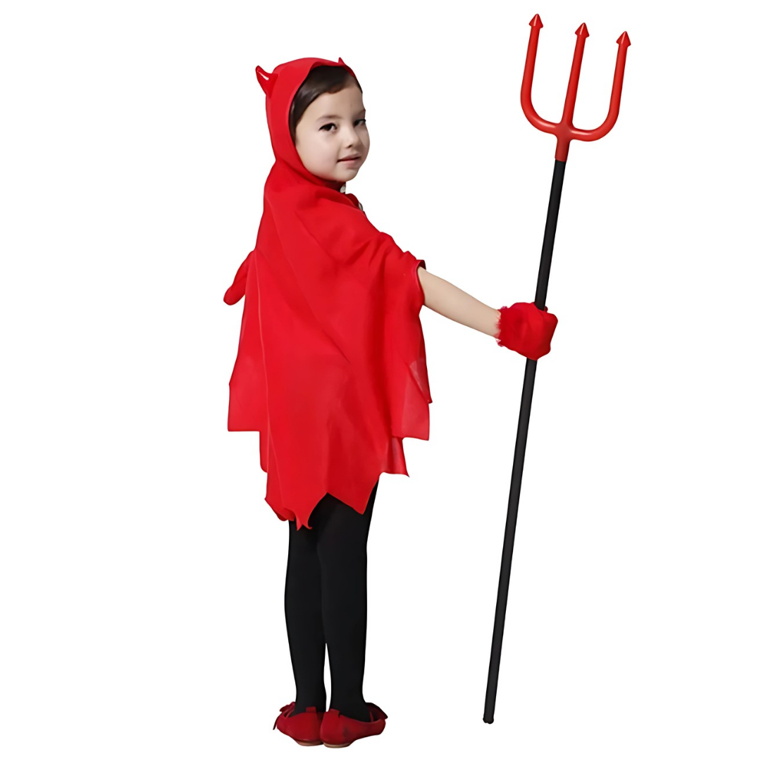 Boy Girl Horn Devil Cloak Cape Halloween Prop Fancy Costume