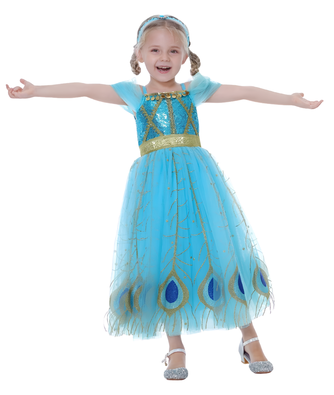Little Girls Princess Dress Up Jasmine Costume Birthday Halloween Christmas Fancy Party Outfit