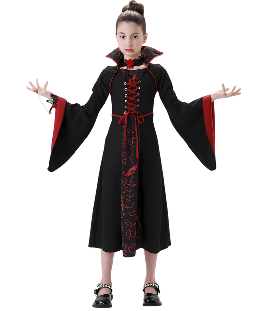 Halloween Vampire Costume Girls Vampire Dress Gothic Children's Clothing Victorian Queen Vampire Costume