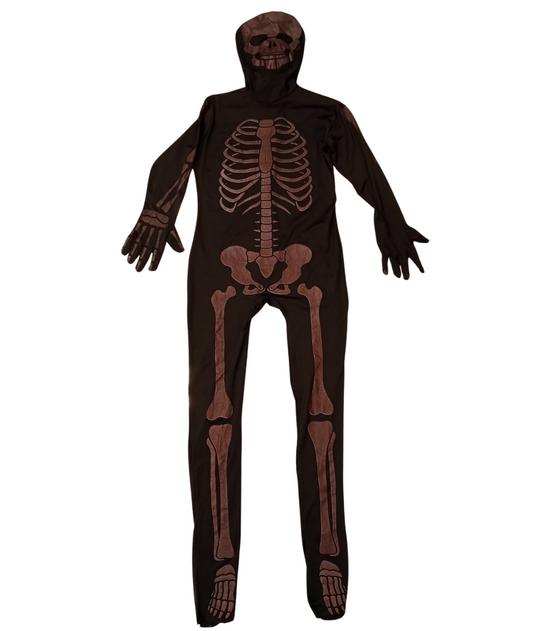 زي هيكل عظمي للبالغين مع قبعة مرفقة