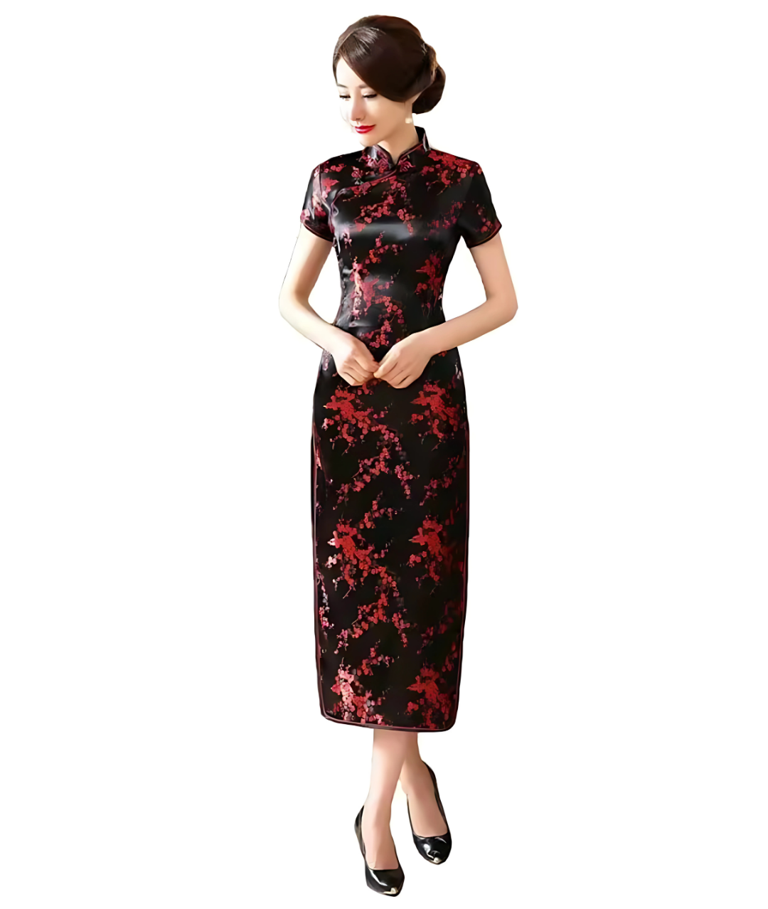 Girls Chinese Qipao Cheongsam Dress black Adult(s), and girls sutable 14/15 years