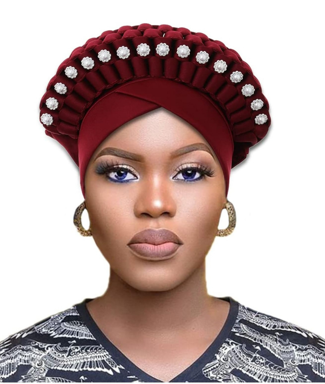African burgundy head Wraps Turbans for Women