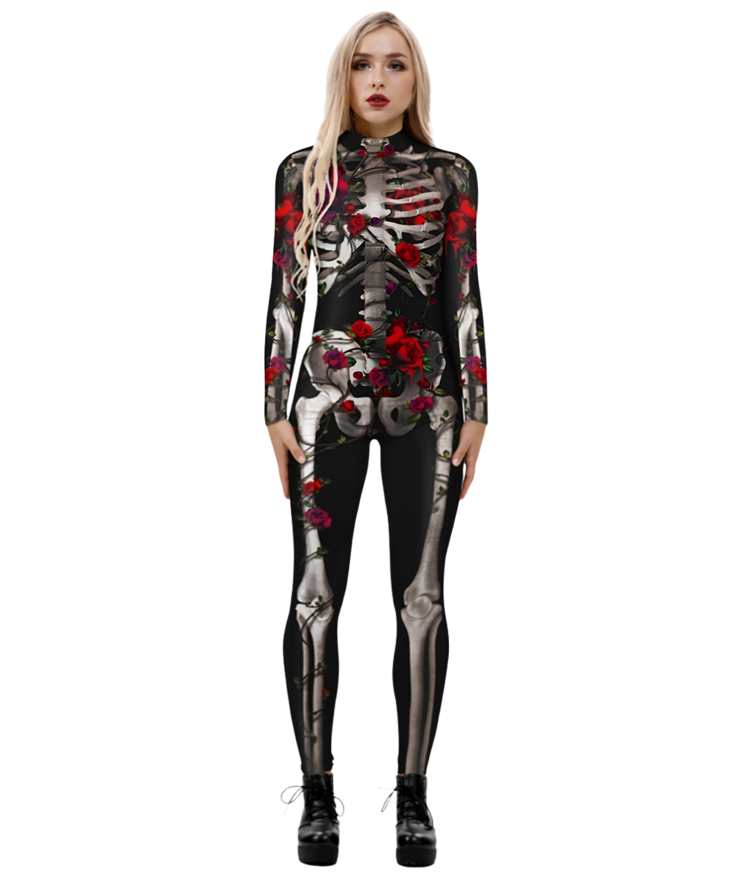 Women 3D Print Robot Skeleton Jumpsuit Bodysuit Cosplay Karneval Party Costume
