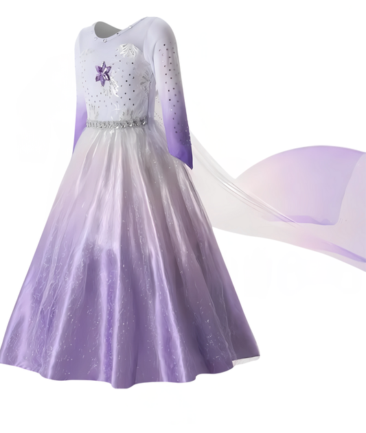 Princess Elsa Crown Magic Wand Dress Princess Costume Princess Dress Up for Girls, Deluxe Fancy Dress for Party, Bridesmaid, Parade, Halloween Cosplay