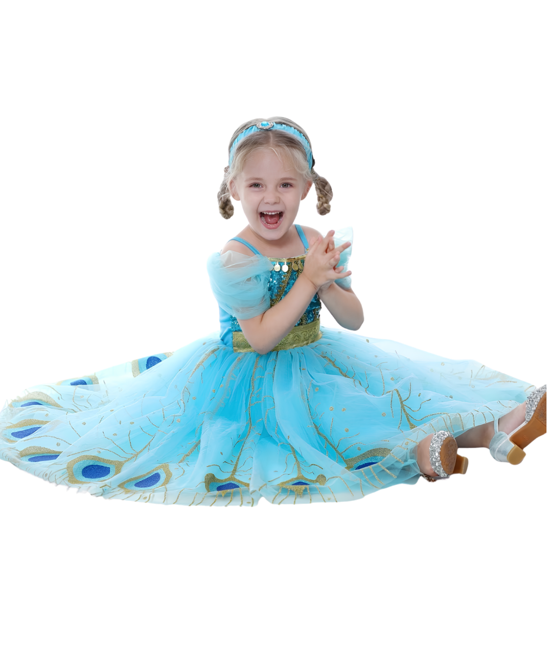 Little Girls Princess Dress Up Jasmine Costume Birthday Halloween Christmas Fancy Party Outfit