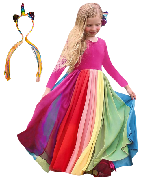 Colorful Unicorn Chiffon and cotton deluxe Dress Costume