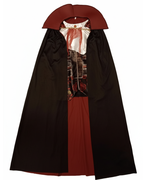 زي مصاص دماء للبالغين بقميص وعباءة الهالوين